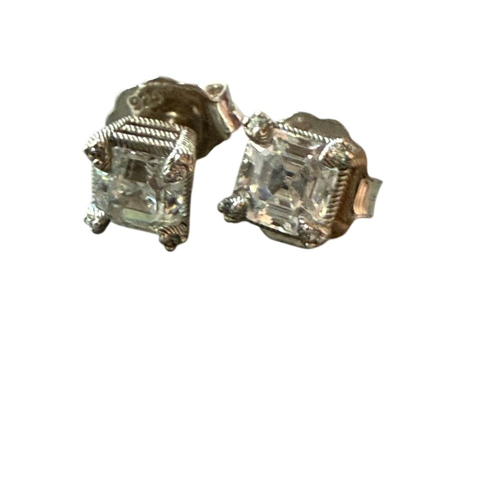 Judith Ripka 925 Sterling Silver CZ Stud Earrings